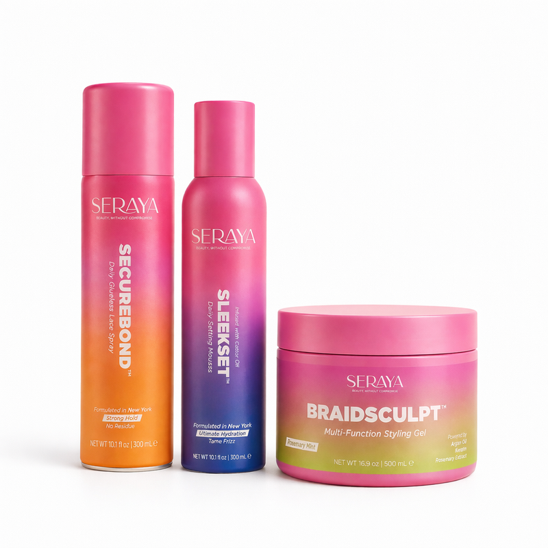 The Full Crown Routine Kit - braidsculpt, securebond, sleekset on white background