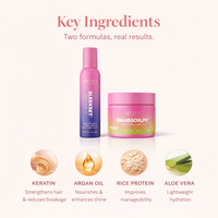 The Braid and Style Kit key ingredients: keratin, argan oil, rice protein, aloe vera