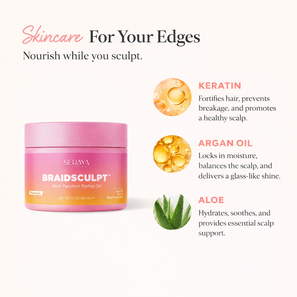 BraidSculpt gel ingredients: keratin, argan oil, aloe