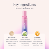 SleekSet mousse key ingredients: rice protein, aloe vera, vitamin B5